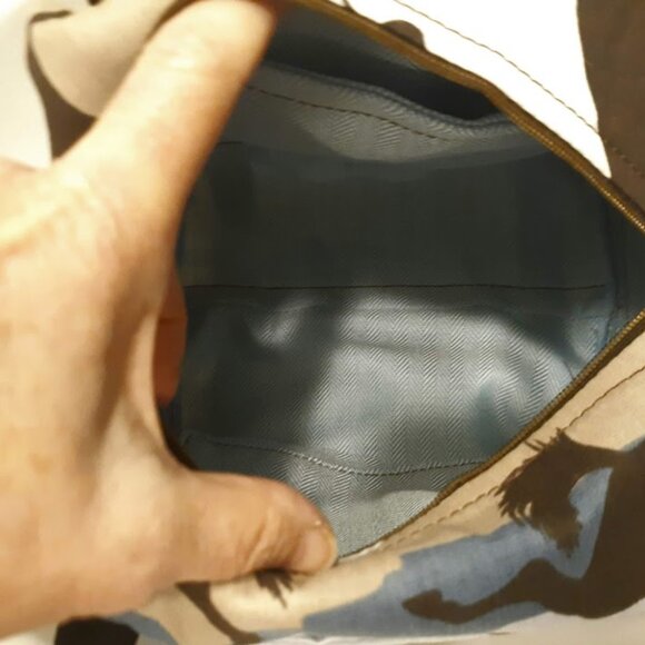 New Mini Duffle Travel Tote Shoulder Bag Western Cowboy Rodeo Horses Brown Blue - Picture 9 of 9